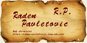 Raden Pavletović vizit kartica